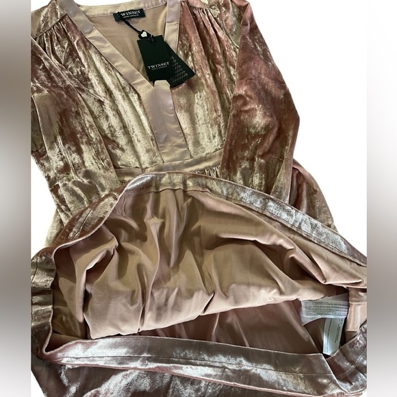 Twinset Velvet Mini Dress Pink Blush Size 6 Italian‎ Size 42 New - Picture 5 of 13